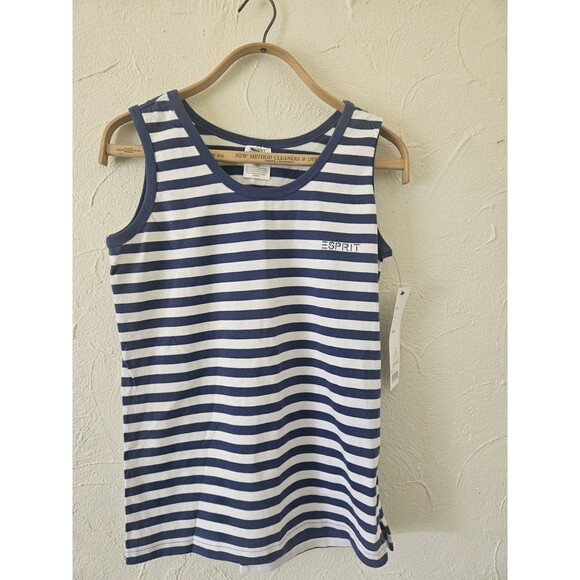 ESPRIT Blue White Striped Tank Size Small Vintage Deadstock NWT - Picture 1 of 6